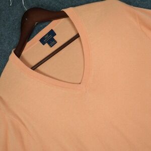 Brooks Brothers 346 Mens Peach Supima Cotton V-Neck Sweater Large L Long Sleeve
